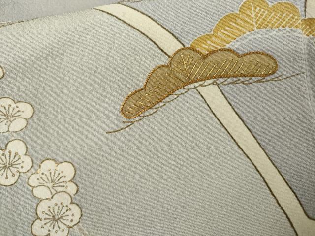 平和屋着物●訪問着 駒刺繍 梅松文 金彩 正絹 逸品 AABL4054cs