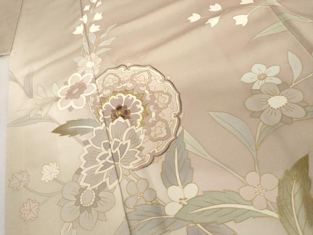 平和屋着物●訪問着 刺繍 枝花文 暈し染め 金糸 金彩 正絹 逸品 AABL4059cs