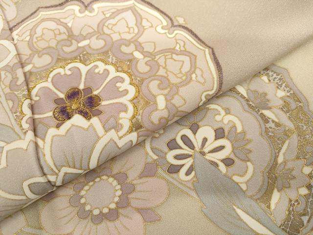 平和屋着物●訪問着 刺繍 枝花文 暈し染め 金糸 金彩 正絹 逸品 AABL4059cs
