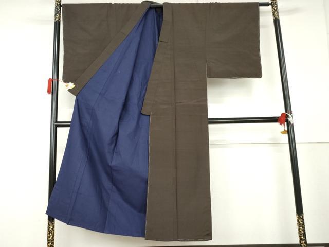 平和屋着物●男性 お召 格子 正絹 逸品 未使用 AABL4077cs