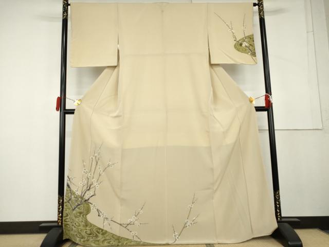 平和屋着物●訪問着 手描き 流水に枝梅 やまと誂製 正絹 逸品 AABL4078cs