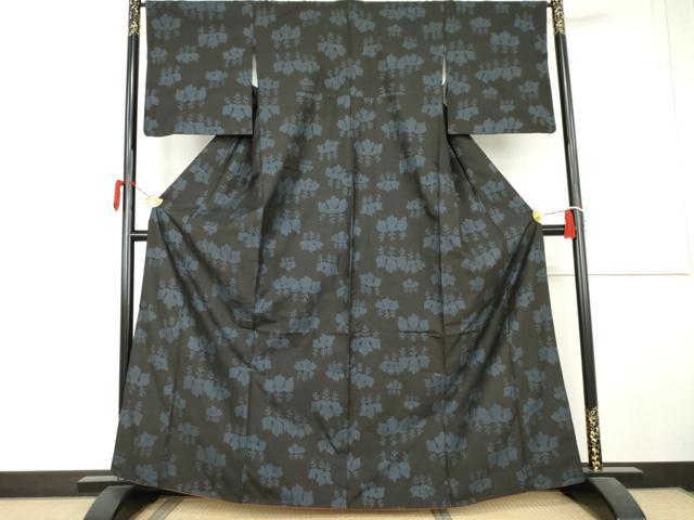 平和屋着物●本場大島紬 9マルキ 地空き 桐 黒地 正絹 逸品 AABL4094cs