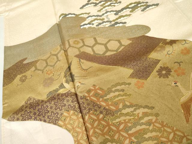 平和屋着物●訪問着 駒刺繍 群れ鶴 金彩 正絹 逸品 AABL4112cs