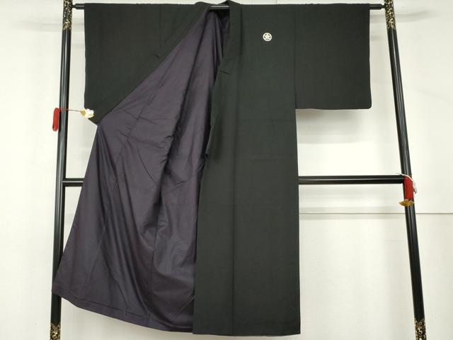 平和屋着物●男性 黒紋付 正絹 逸品 AABL4117cs