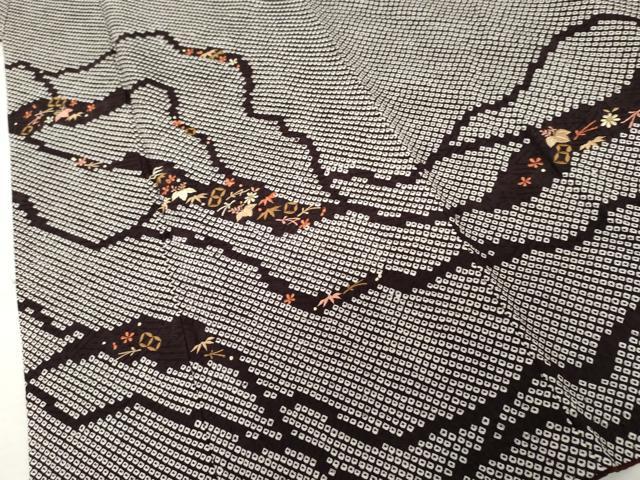 平和屋着物●訪問着 総絞り 刺繍 吉祥花文 正絹 逸品 AABL4119cs