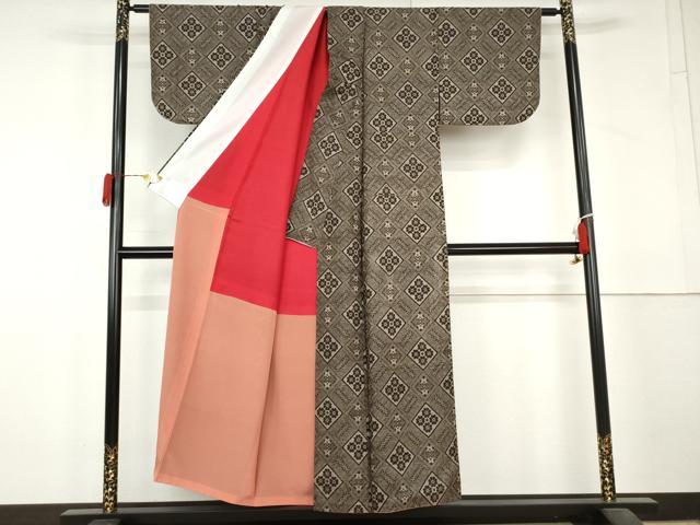 平和屋着物●本場大島紬 龍郷絣 花菱文 正絹 逸品 AABL4126cs