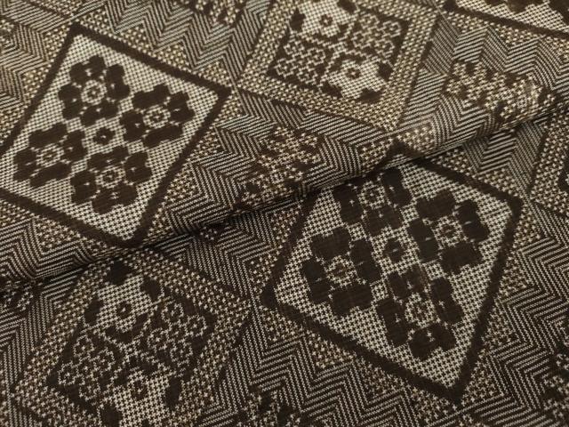 平和屋着物●本場大島紬 龍郷絣 花菱文 正絹 逸品 AABL4126cs