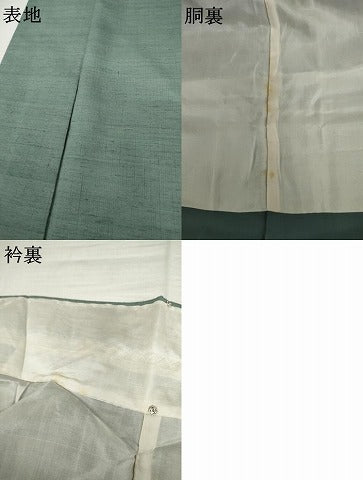 平和屋着物●上質な紬 作家物 色無地 錆浅葱色 正絹 逸品 AABL4128cs