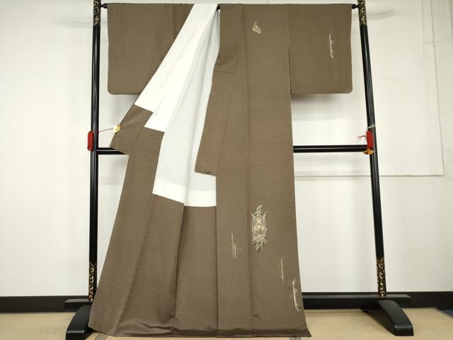 平和屋着物●伝統工芸士 山本富男 訪問着 竹屋町刺繍 天目ぼかし 南天に鳥 金銀糸 金銀彩 ロング丈 正絹 逸品 AABL4132cs