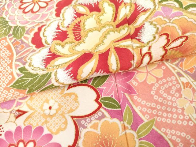平和屋着物●豪華振袖 刺繍 花毬文 暈し染め 金糸 金彩 正絹 逸品 AABL4143cs