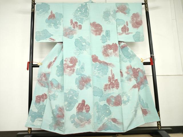 平和屋着物●上質な小紋 ろうけつ染 風景樹林文 正絹 逸品 未使用 AABL4144cs