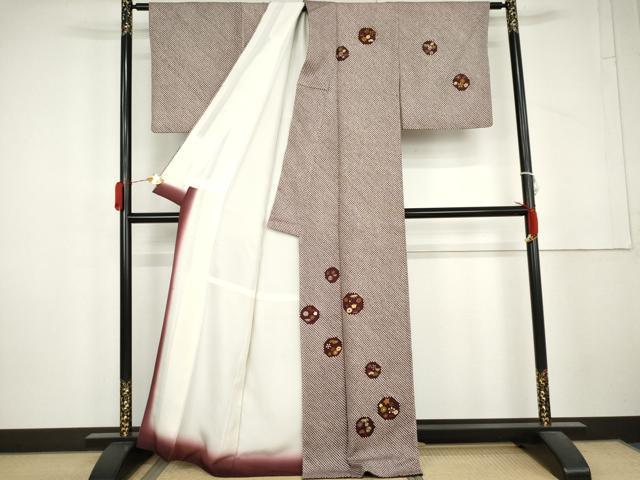 平和屋着物●訪問着 総絞り 刺繍 松竹梅丸文 正絹 逸品 AABL4145cs