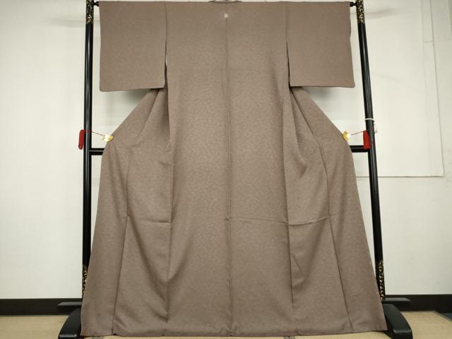 平和屋着物●上質な色無地 草花地紋 江戸鼠色 さが美扱い ロング丈 正絹 逸品 AABL4150cs