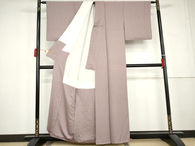 平和屋着物●本草木染作家 瑞鳳 色無地 紋意匠 紅藤色 正絹 逸品 AABL4162cs