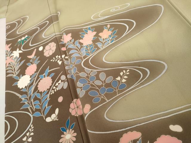 平和屋着物●訪問着 流水花文 暈し染め 正絹 逸品 AABL4169cs