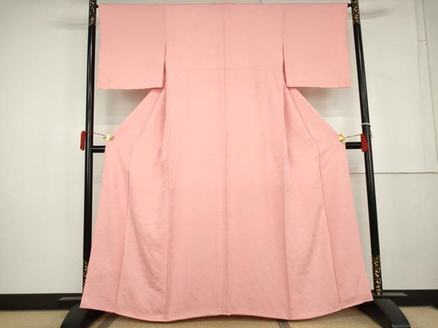 平和屋着物●上質な色無地 霞地紋 紅梅色 正絹 逸品 AABL4170cs
