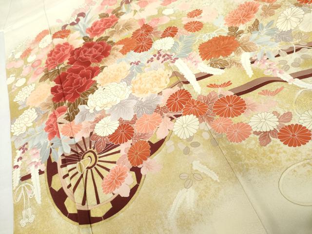 平和屋着物●訪問着 刺繍 花車文 金彩 正絹 逸品 AABL4175cs