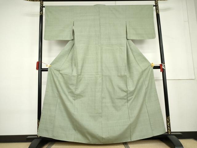 平和屋着物●結城紬 色無地 薄青色 正絹 逸品 未使用 AABL4188cs