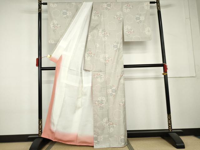 平和屋着物●本場大島紬 白大島 9マルキ 草花文 山中幸八作 証紙付き 正絹 逸品 未使用 AABL4190cs