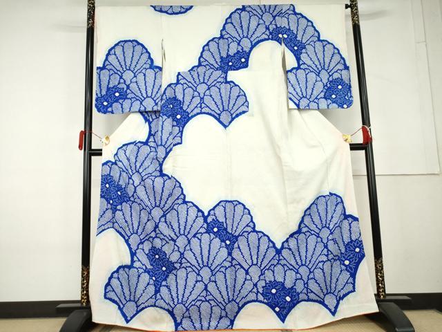 平和屋着物●訪問着 総絞り 花青海波 正絹 逸品 AABL4194cs