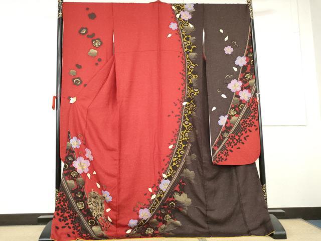 平和屋着物●豪華振袖 絞り 御所車花文 金糸 金彩 金通し地 ロング丈 正絹 逸品 AABL4195cs