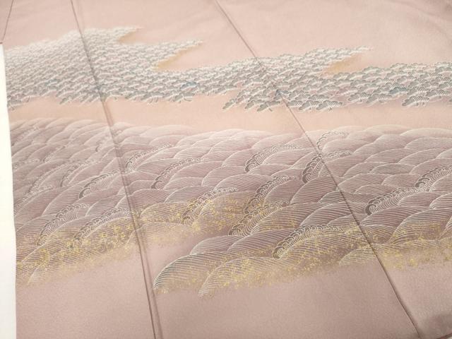 平和屋着物●訪問着 立波松文 金彩 正絹 逸品 AABL4196cs