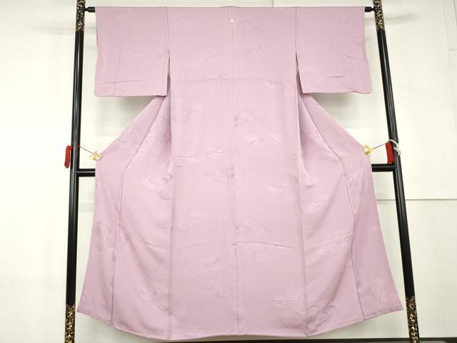 平和屋着物●上質な色無地 草花地紋 菖蒲色 正絹 逸品 AABL4197cs