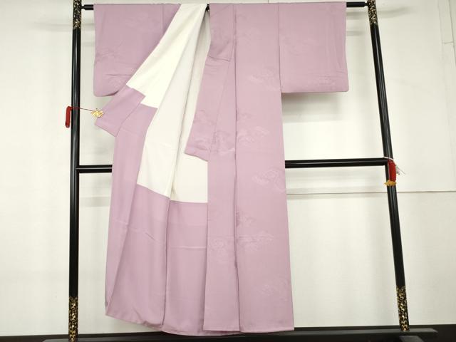 平和屋着物●上質な色無地 草花地紋 菖蒲色 正絹 逸品 AABL4197cs