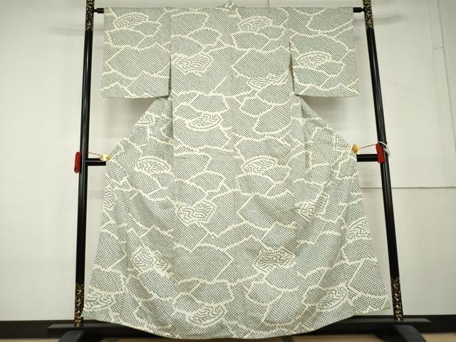 平和屋着物●上質な小紋 総絞り 地紙重ね文 正絹 逸品 AABL4201cs