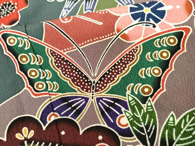 平和屋着物●紅型 振袖 花蝶文 ロング丈 正絹 逸品 AABL4205cs