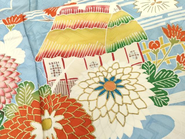 平和屋着物●豪華振袖 駒刺繍 流水風景草花文 金彩 正絹 逸品 AABL4210cs