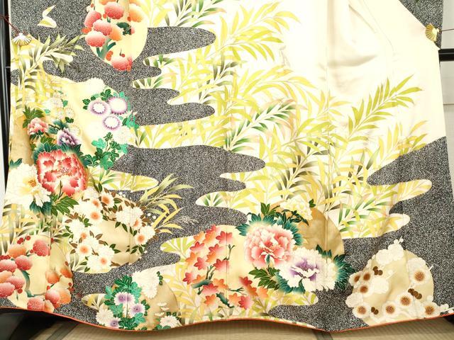 平和屋着物●豪華振袖 駒刺繍 花丸文 たたき染め 正絹 逸品 AABL4211cs