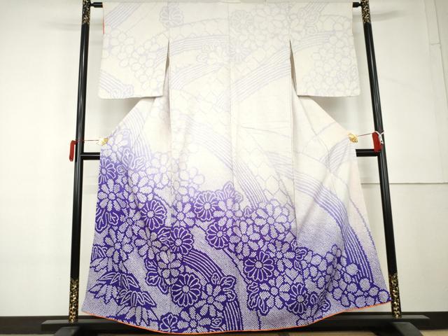 平和屋着物●訪問着 総絞り 吉祥草花文 暈し染め 正絹 逸品 AABL4218cs