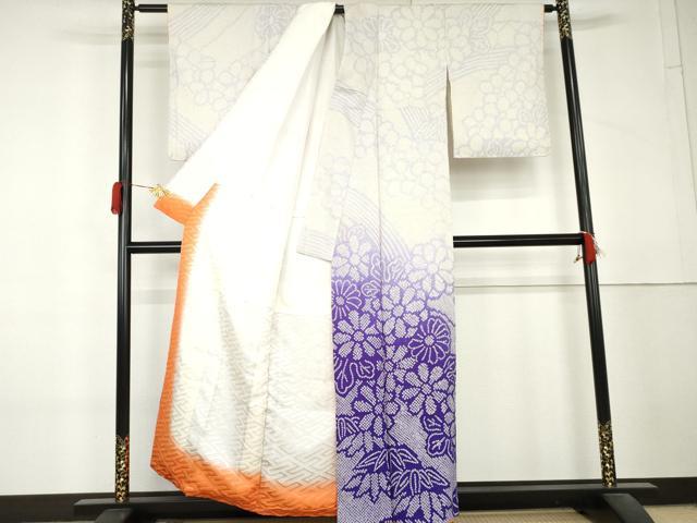 平和屋着物●訪問着 総絞り 吉祥草花文 暈し染め 正絹 逸品 AABL4218cs