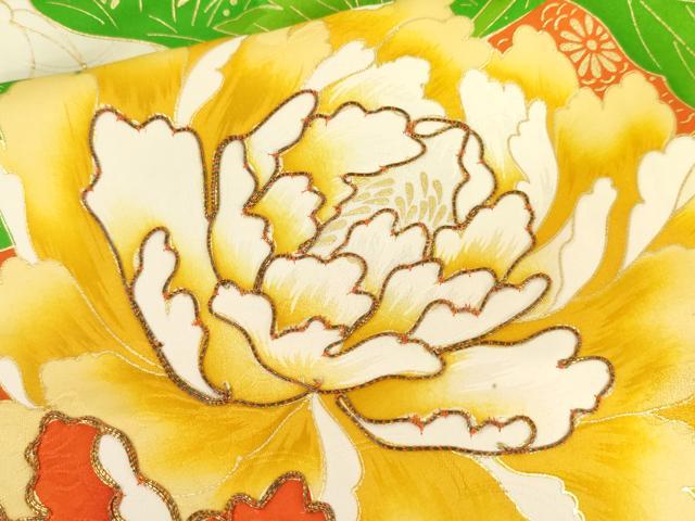 平和屋着物●豪華振袖 駒刺繍 枝花文 金彩 正絹 逸品 AABL4225cs