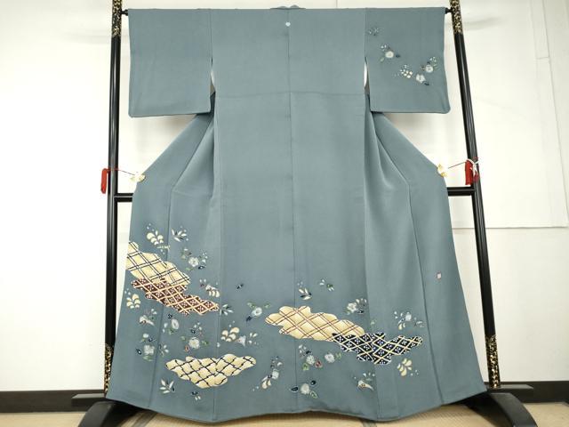平和屋着物●東京友禅 久呂田明功 訪問着 辻が花 絞り 鬼しぼ縮緬 正絹 逸品 AABL4227cs
