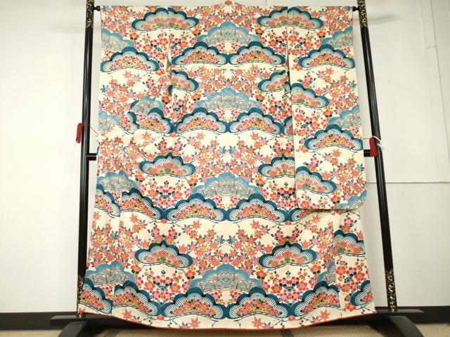 平和屋着物●豪華振袖 型染め 松竹梅文 正絹 逸品 AABL4230cs