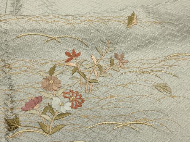 平和屋着物■訪問着 刺繍 草花文 金糸 金彩 正絹 逸品 AABL4248sx