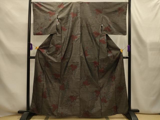 平和屋着物■本場大島紬 草花紋 横総絣 正絹 逸品 AABL4254sx