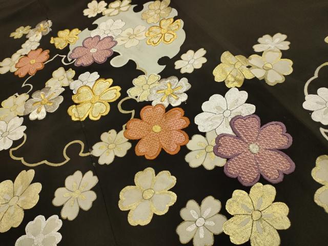 平和屋着物■豪華黒留袖 手描き 絞り 刺繍 雪輪花文 金銀糸 金銀彩 正絹 逸品 AABL4270sx