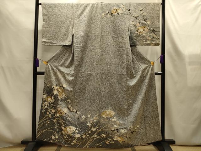 平和屋着物■訪問着 地紙枝花文 暈し染め たたき染め 金彩 正絹 逸品 AABL4272sx