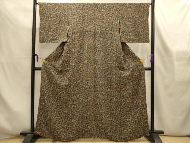 平和屋着物■上質な小紋 冊子文 鬼しぼ縮緬 正絹 逸品 AABL4278sx