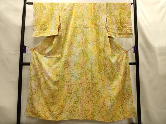 平和屋着物■上質な小紋 総絞り 枝葉文 正絹 逸品 AABL4282sx