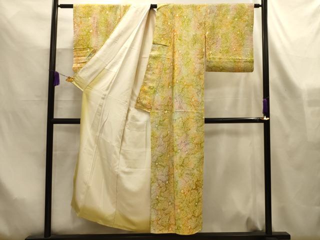 平和屋着物■上質な小紋 総絞り 枝葉文 正絹 逸品 AABL4282sx
