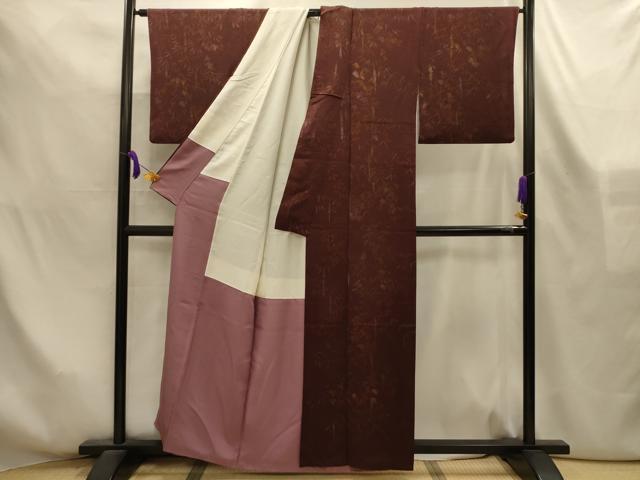 平和屋着物■上質な小紋 手描き 笹竹文 正絹 逸品 AABL4296sx