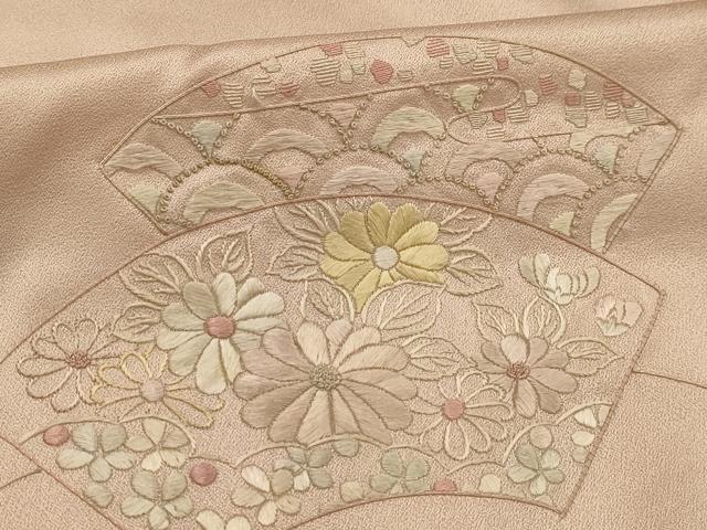 平和屋着物■中国三大刺繍 相良刺繍 訪問着 地紙重ね吉祥花文 正絹 逸品 AABL4327sx
