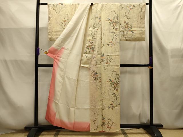 平和屋着物■上質な小紋 枝花文 正絹 逸品 AABL4333sx