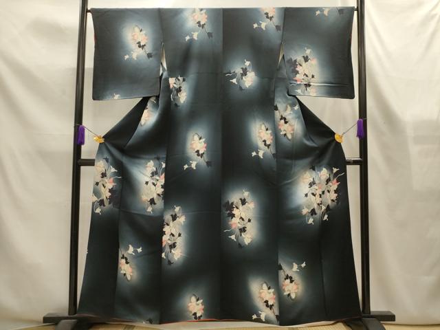 平和屋着物■上質な小紋 草花文 暈し染め 正絹 逸品 AABL4357sx