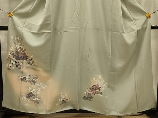 平和屋着物■訪問着 友禅 風景文 暈し染め 銀彩 正絹 逸品 AABL4367sx