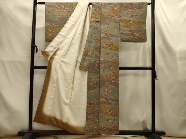 平和屋着物■上質な小紋 松竹梅流水花文 暈し染め 正絹 逸品 AABL4371sx